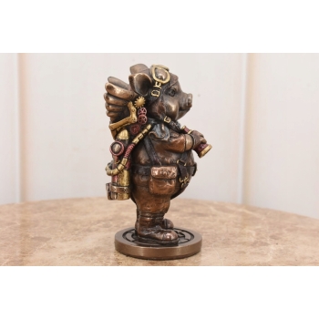 Świnia Pilot - Świnka Lotnik - Zabawna Figura Rzeźba - Prezent Ozdoba