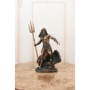 Posejdon z Trójzębem - Mitologia Bóg Mórz - Figura Rzeźba - Ozdoba