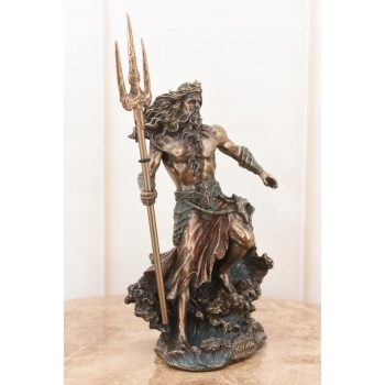 Posejdon z Trójzębem - Mitologia Bóg Mórz - Figura Rzeźba - Ozdoba