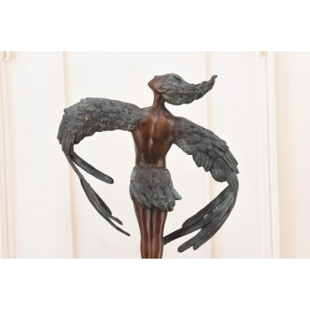 Ikar z Rozłożonymi Skrzydłami - Mityczna Ogromna Figura Rzeźba z Brązu 32cm