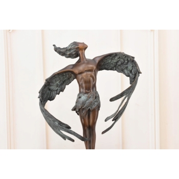 Ikar z Rozłożonymi Skrzydłami - Mityczna Ogromna Figura Rzeźba z Brązu 32cm