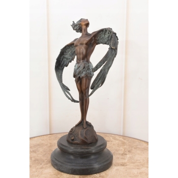Ikar z Rozłożonymi Skrzydłami - Mityczna Ogromna Figura Rzeźba z Brązu 32cm