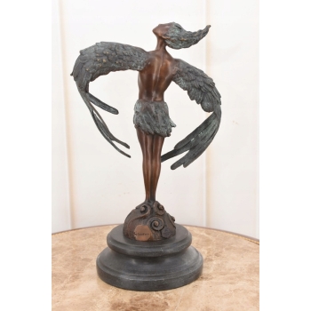 Ikar z Rozłożonymi Skrzydłami - Mityczna Ogromna Figura Rzeźba z Brązu 32cm