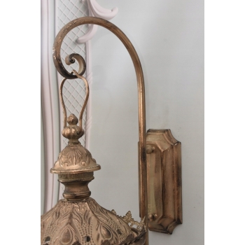 Złota Lampa Kinkiet - Latarnia Lampion - Do Zawieszenia - Szyby Ozdoba