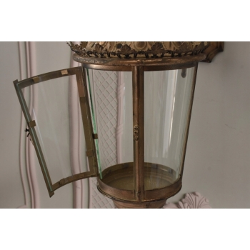 Złota Lampa Kinkiet - Latarnia Lampion - Do Zawieszenia - Szyby Ozdoba