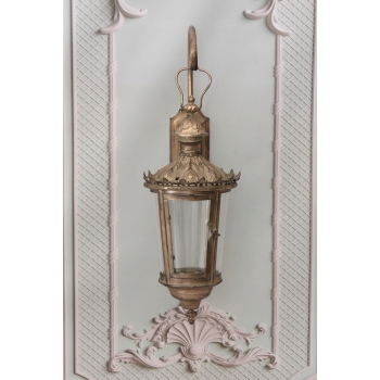 Złota Lampa Kinkiet - Latarnia Lampion - Do Zawieszenia - Szyby Ozdoba