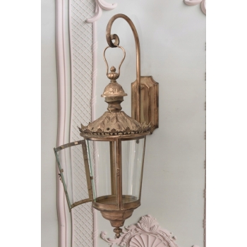 Złota Lampa Kinkiet - Latarnia Lampion - Do Zawieszenia - Szyby Ozdoba