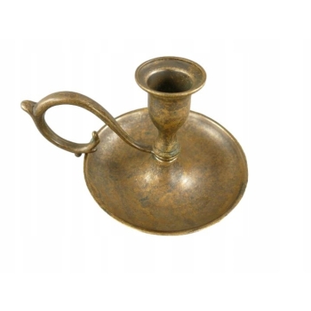 Mosiężny Świecznik Kaganek - Ogarek Na Świece - Mosiądz