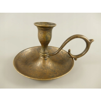 Mosiężny Świecznik Kaganek - Ogarek Na Świece - Mosiądz