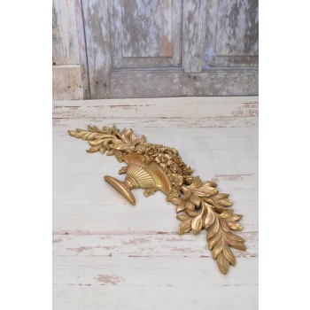 Złoty Dekor Ścienny na Zawieszce - Kwiaty - Lusterko 15x46cm