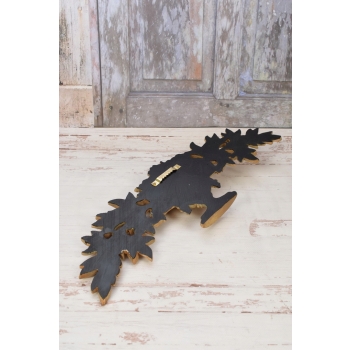 Złoty Dekor Ścienny na Zawieszce - Kwiaty - Lusterko 15x46cm