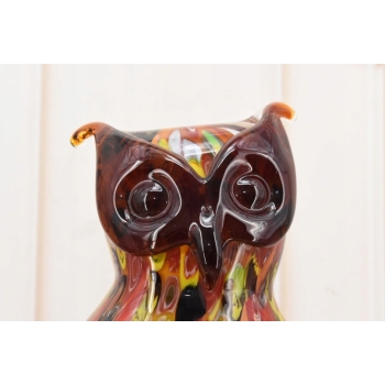 Szkło Murano Style - Kolorowa Sowa Ptak - Figura Rzeźba - Dekoracja