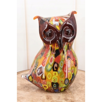 Szkło Murano Style - Kolorowa Sowa Ptak - Figura Rzeźba - Dekoracja
