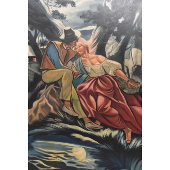 Zofia Stryjeńska - GÓRAL I GÓRALKA - Stary Obraz na Płótnie - Unikat