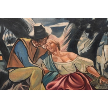 Zofia Stryjeńska - GÓRAL I GÓRALKA - Stary Obraz na Płótnie - Unikat