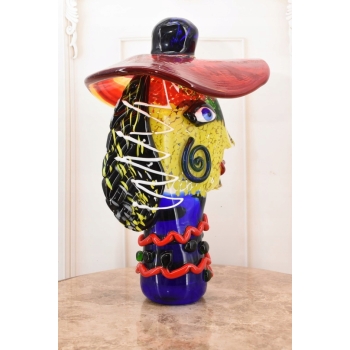 Szkło Murano GLASS - DAMA W KAPELUSZU FIGURA 30CM