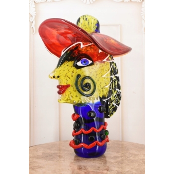 Szkło Murano GLASS - DAMA W KAPELUSZU FIGURA 30CM