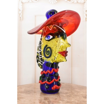 Szkło Murano GLASS - DAMA W KAPELUSZU FIGURA 30CM
