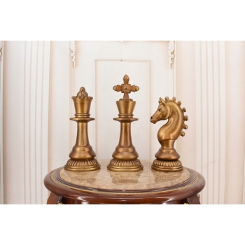 Złote Figury Szachowe - Szachy - Rzeźba Statuetka - Prezent Ozdoba