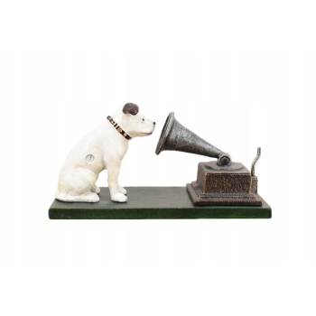 Pies Przy Gramofonie - Figura Rzeźba z Żeliwa - Gramofon - Muzyk Prezent