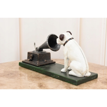 Pies Przy Gramofonie - Figura Rzeźba z Żeliwa - Gramofon - Muzyk Prezent