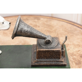 Pies Przy Gramofonie - Figura Rzeźba z Żeliwa - Gramofon - Muzyk Prezent