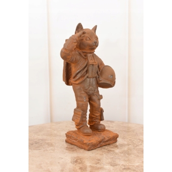 Kosmiczny Kot - Kotek Astronauta - Figura Rzeźba z Żeliwa - Prezent Ozdoba