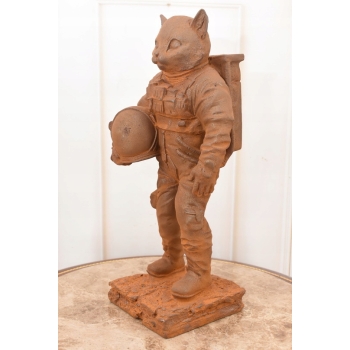 Kosmiczny Kot - Kotek Astronauta - Figura Rzeźba z Żeliwa - Dekoracja 37 cm