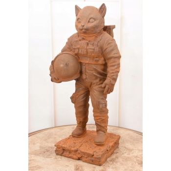 Kosmiczny Kot - Kotek Astronauta - Figura Rzeźba z Żeliwa - Dekoracja 37 cm