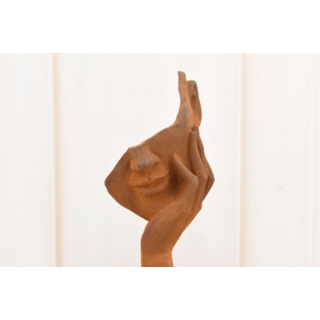 Żeliwna Stara Figura - Twarz Usta Na Dłoni - Zamyślona Kobieta - Dekoracja