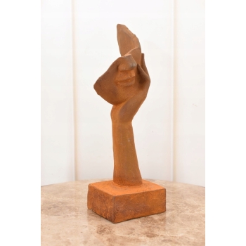 Żeliwna Stara Figura - Twarz Usta Na Dłoni - Zamyślona Kobieta - Dekoracja