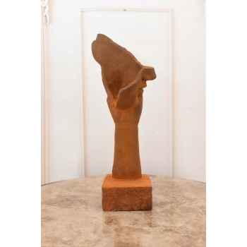 Żeliwna Stara Figura - Twarz Usta Na Dłoni - Zamyślona Kobieta - Dekoracja