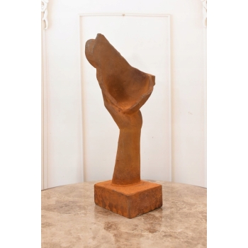 Żeliwna Stara Figura - Twarz Usta Na Dłoni - Zamyślona Kobieta - Dekoracja