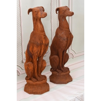 Dwa Charty z Żeliwa - Psy - Figura z Żeliwa - Ogród Przed Dom Ozdoba