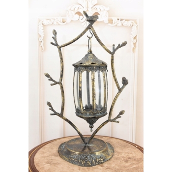 Latarnia Lampa na Świece - Latarnia Szkło Ptaki - Dekoracja