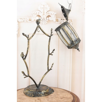 Latarnia Lampa na Świece - Latarnia Szkło Ptaki - Dekoracja