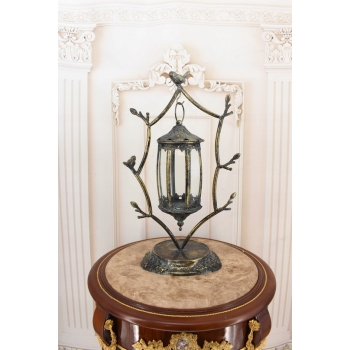 Latarnia Lampa na Świece - Latarnia Szkło Ptaki - Dekoracja