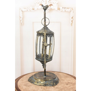 Latarnia Lampa na Świece - Latarnia Szkło Ptaki - Dekoracja