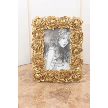 Złota Ramka na Zdjęcia Art Deco - Obraz - Prezent Ślub