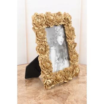 Złota Ramka na Zdjęcia Art Deco - Obraz - Prezent Ślub