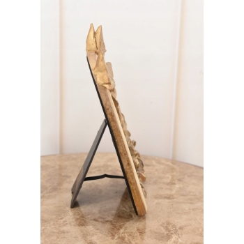 Złota Ramka na Zdjęcia Art Deco - Obraz - Prezent Ślub - Motyl Kwiaty