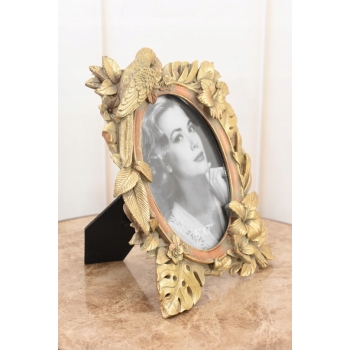 Złota Ramka na Zdjęcia Art Deco - Obraz Kryształki - Prezent Ślub - Papuga