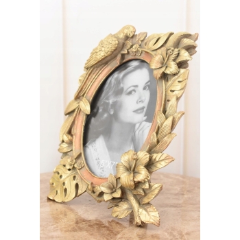 Złota Ramka na Zdjęcia Art Deco - Obraz Kryształki - Prezent Ślub - Papuga