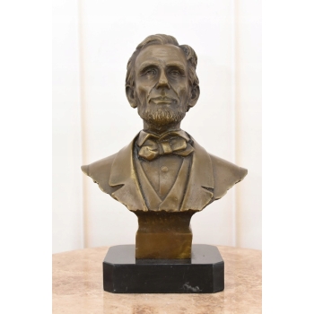 Popiersie Abraham Lincoln - Prezydent USA - Figura Rzeźba z Brązu - Sygn