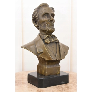Popiersie Abraham Lincoln - Prezydent USA - Figura Rzeźba z Brązu - Sygn