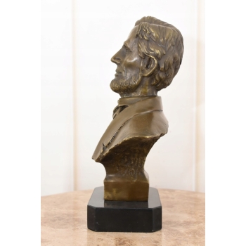 Popiersie Abraham Lincoln - Prezydent USA - Figura Rzeźba z Brązu - Sygn
