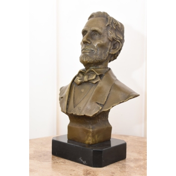 Popiersie Abraham Lincoln - Prezydent USA - Figura Rzeźba z Brązu - Sygn