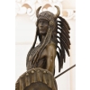 Indianin Z Włócznią - Apacz Western - Figura Rzeźba z Brązu Ozdoba Prezent