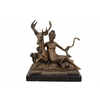 Diana Artemida z Jeleniem - Rzymska Bogini Łowów - Figura z Brązu Mitologia