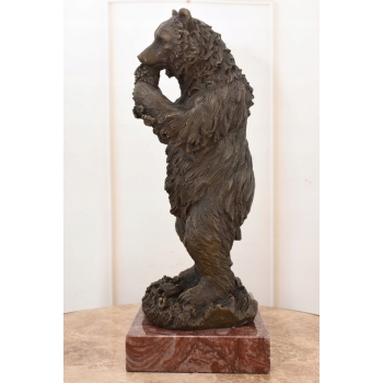 Niedźwiedź z Winogronem - Miś Grizzly Figura Rzeźba Brąz Prezent Dekoracja